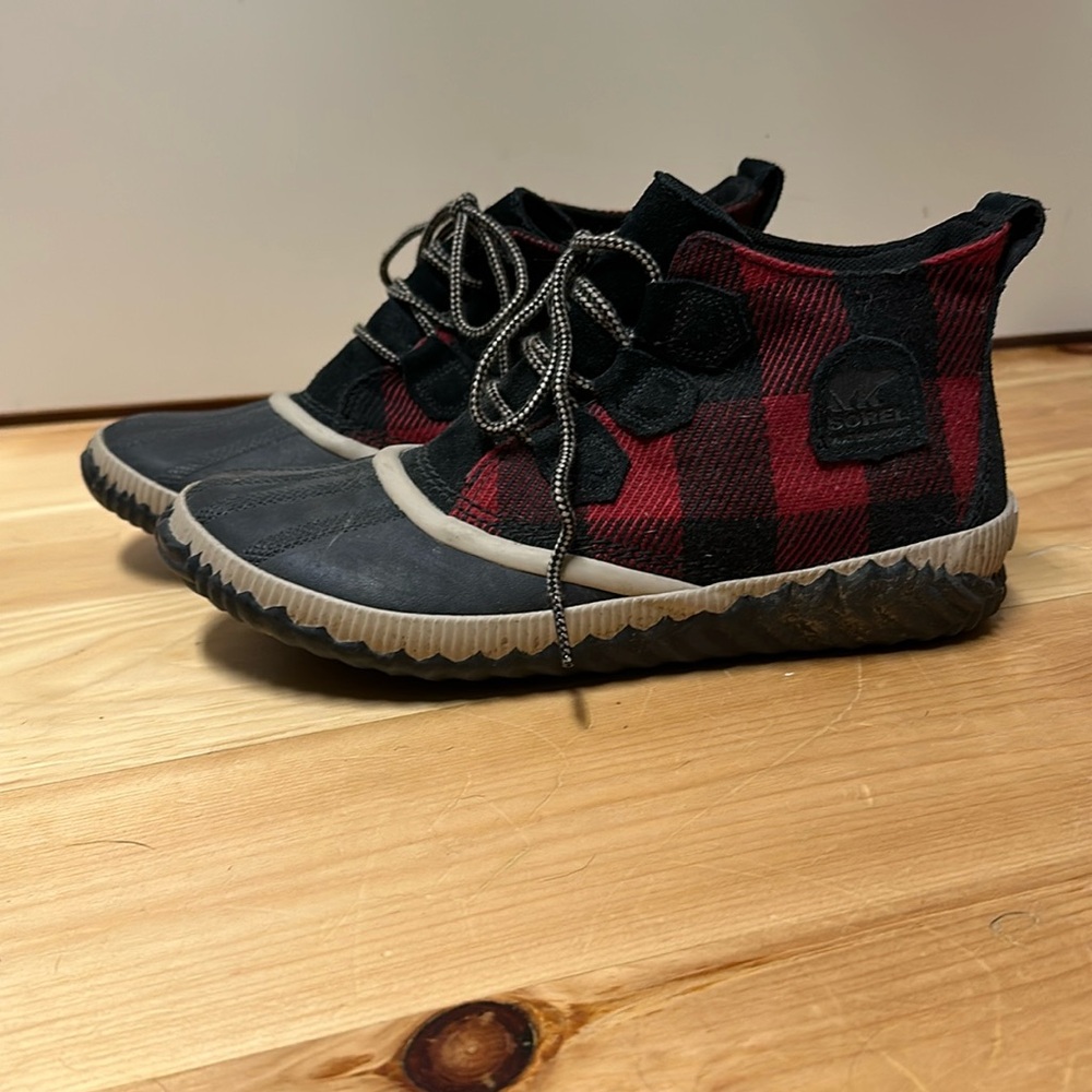 Sorel buffalo plaid duck boots